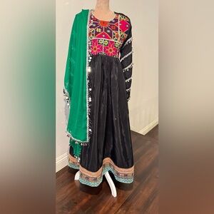 Black and Green Embellished Dress